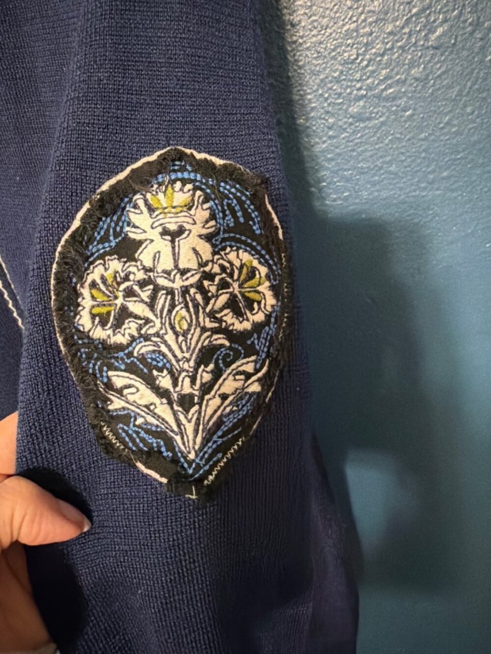 Icelandic Design Navy Embroidered Zip Cardigan - Picture 4 of 9